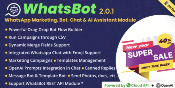 WhatsBot - WhatsApp Marketing, Bot, Chat & AI Personal Assistant | Perfex CRM